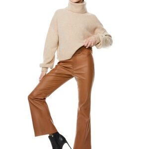 Alice + Olivia Genuine Lamb Leather MARSHALL HIGH RISE LEATHER BELL PANT size 4